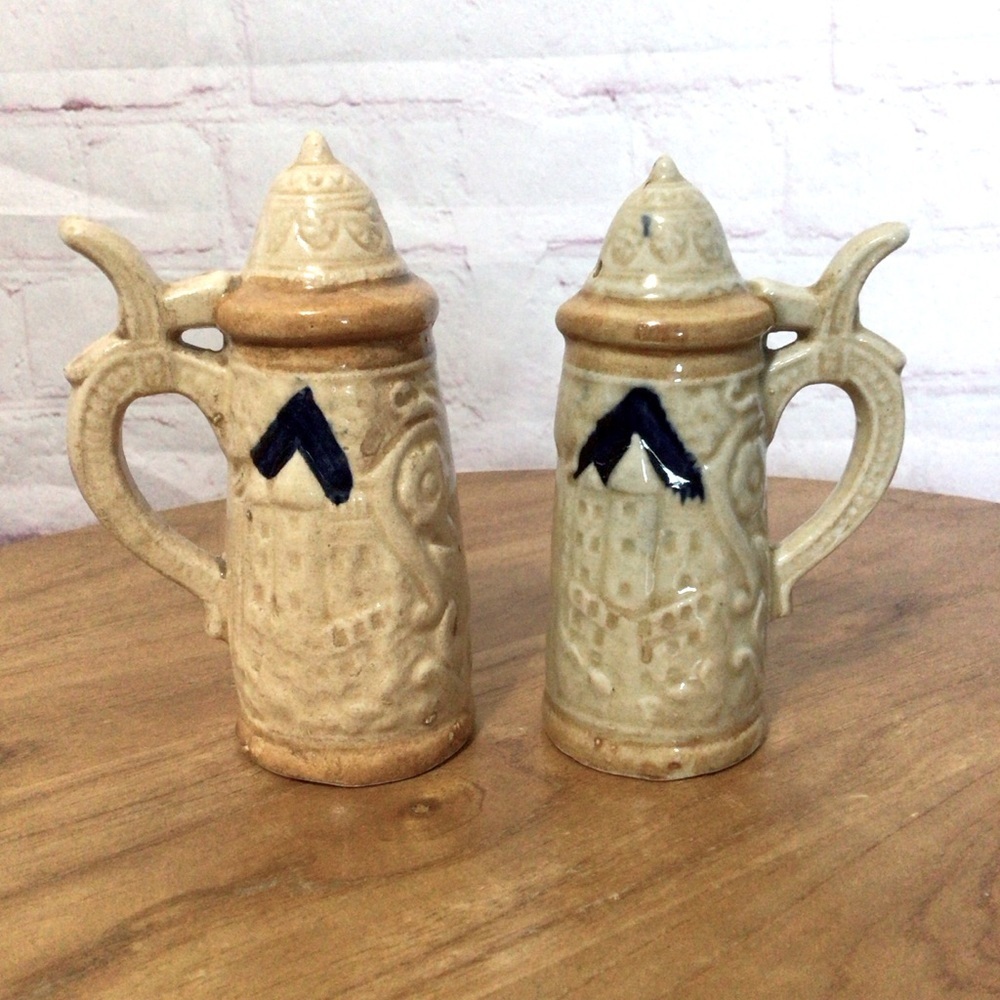 Vintage Ceramic Stein Salt and Pepper Shaker Pair
